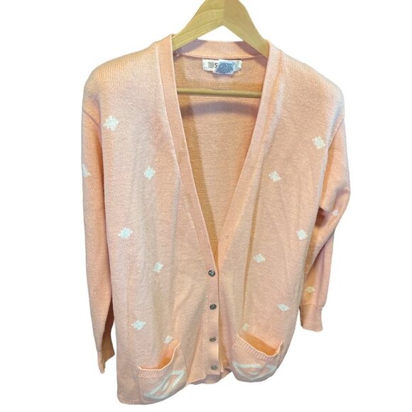 Vintage Segue Pink V Neck Buttoned Cardigan - Picture 3 of 8